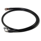 A shiny black PVC battery cable with a straight battery lug and a right angle battery terminal.