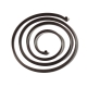 A flat black piece of metal spiraled into a spring.