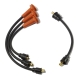 3-Cylinder sparkplug wire set with straight boots and terminals on both ends. The coil wire is the same.
