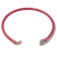 A red battery cable with a bent lug and a straight battery terminal.