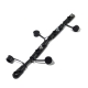 Black overmolded 2/0 gauge battery cable harness with mounting studs and protective rubber caps.
