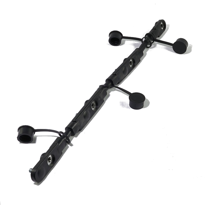 Black glow plug wiring harness with four attached rubber protective caps.