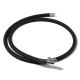A black cotton-braided battery cable with a right angle battery terminal and right angle flag lug.