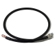 A black cotton-braided battery cable with a straight terminal and a straight lug.