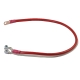 A red PVC battery cable with a straight battery terminal and a straight lug.