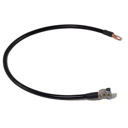 Black PVC battery cable with straight lug and battery terminal.