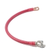 A red PVC battery cable with a straight battery terminal and a straight lug.