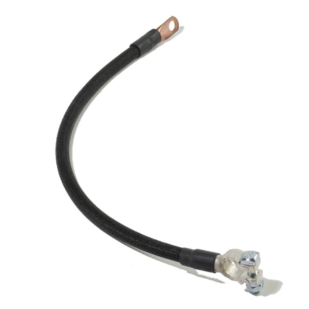 A black battery cable with a straight battery terminal and a straight lug.