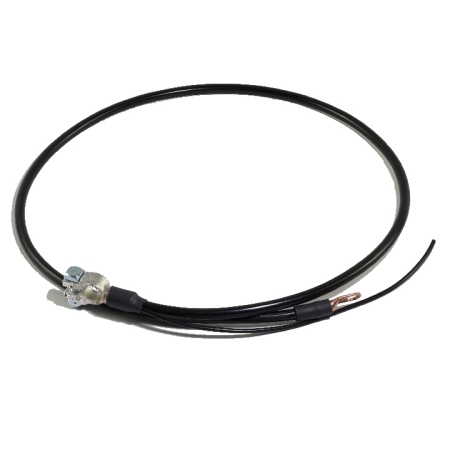 A shiny black pvc battery cable with a straight battery terminal and straight lug.