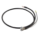 A shiny black PVC cable with a straight battery terminal on one end and a lug on the other. There is another wire coming from the straight terminal.