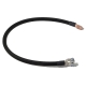 A black cotton-braided battery cable with a straight battery terminal and a straight lug.