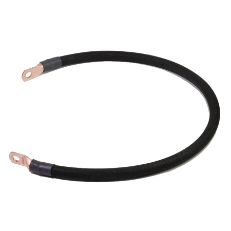 A black cable with battery lugs on both ends.
