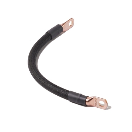 A braided black switch-to-starter cable with lugs on both ends.