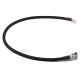 A black cotton-braided battery cable with a straight battery terminal and a straight lug.