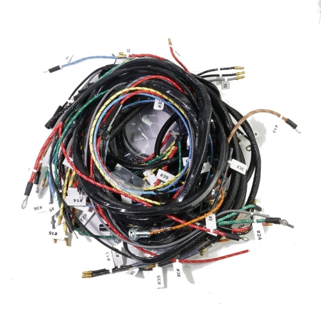 A nest of multi-colored wires.