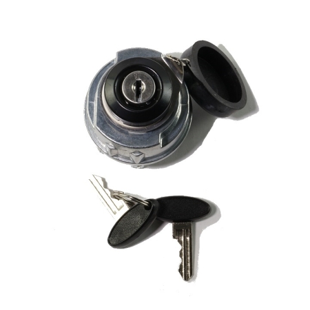 The key switch with the cap open and the key slot exposed.