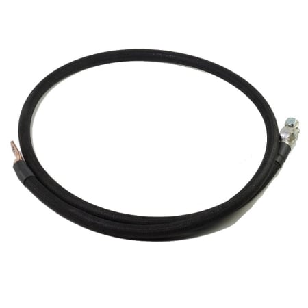 A black braided battery cable with a straight terminal and a straight lug.