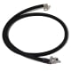 A black cotton-braided battery cable with a right-angle terminal and a right-angle lug.