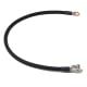 A black cotton-braided battery cable with a straight terminal and a straight lug.