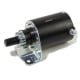 Briggs & Stratton 12V starter motor with black cylindrical body, silver mounting bracket, and 15-tooth drive gear.